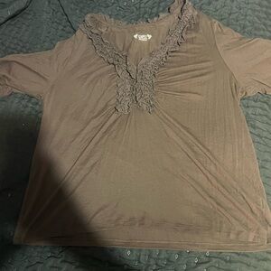 Cato brown y2k ruffle top